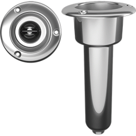 Mate Series Stainless Steel 0&deg; Rod &amp; Cup Holder - Drain - Round Top